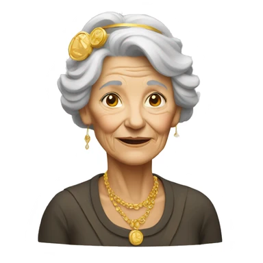 old woman with gold sticker