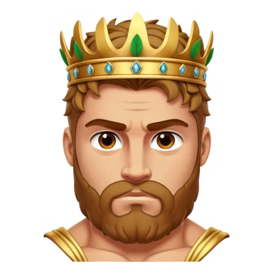 Cinematic Realistic Hercules Portrait, depicted with lifelike, sun-kissed skin and a robust, muscular physique that radiates both power and gentle nobility. His intense, kind eyes and regal expression are complemented by classical Greek attire and a laurel crown, rendered under dynamic lighting that highlights every chiseled detail. sticker
