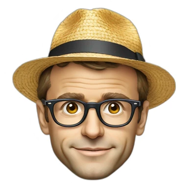 Emmanuel Macron avec des lunettes de soleil et un chapeau de paille  sticker