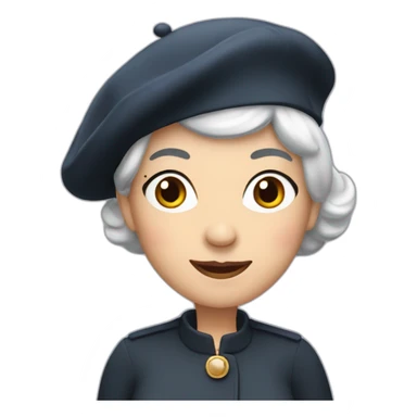 sixty years old lady with black hair wearing a French beret sticker