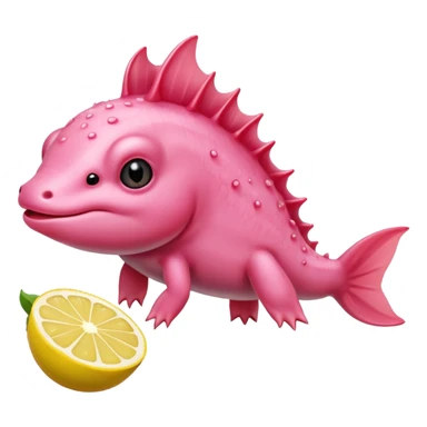 J’aimerais un Axolotl rose qui mange un citron sticker