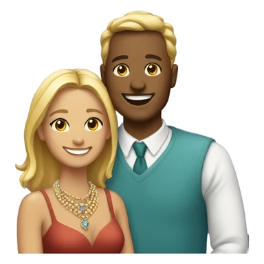 smiling couple with jewelry sticker