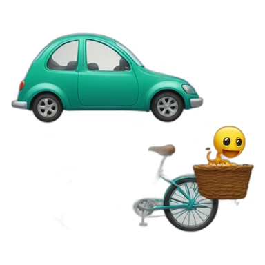 Car with bicycle and dinasour sticker