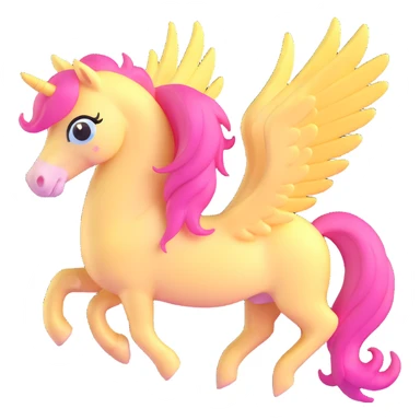 full body pastel yellow pony with pink mane, wings visible, soft colors sticker