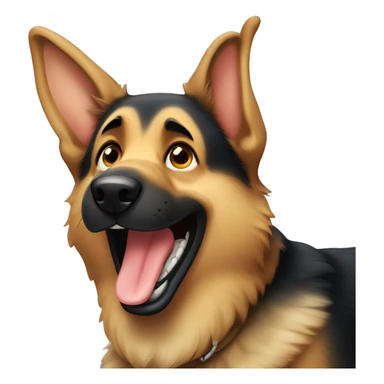 German shepherd laughing hysterically with tears in their eyes  sticker