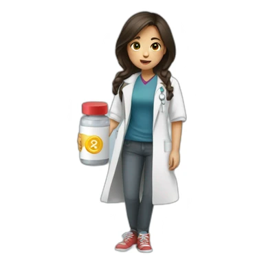 Brune girl taking médical drug sticker