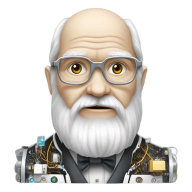 Charles darwin as a modern robot sticker