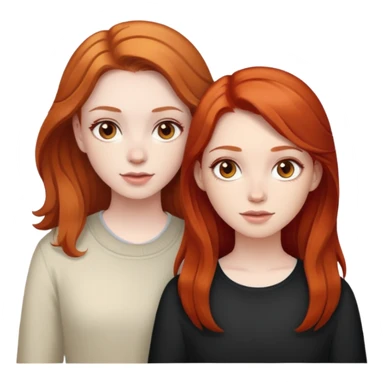 Two girls: One have pale skin, dark brown eyes and ginger hair, other have super light brown skin, brown eyes and red hair sticker