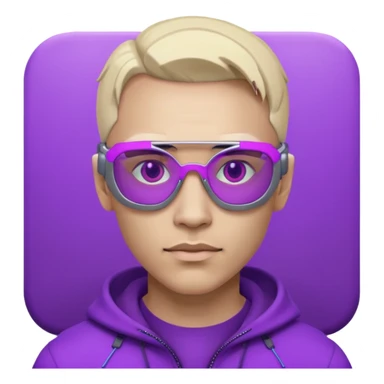 Cyberpunk man head 3d puruple cyber-glasses half rotate face sticker