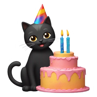 black cat saxophone with birthday cake sticker