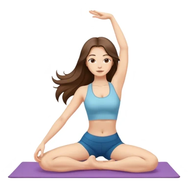 beautiful pale brunette girl with long hair doing yoga  sticker
