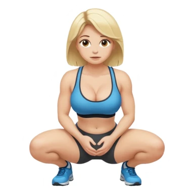 busty blonde woman, SFW, kneeling in a squat, hands on knees sticker