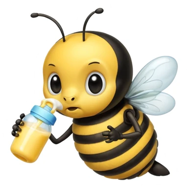 Angry Bubble bee deink a baby bottle sticker