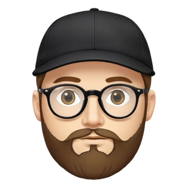 Um homem de blusa preta e boné de aba curvada preto, com oculos , olho puxado,pele branca, barba completa com pelos baixos  sticker
