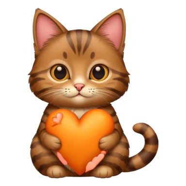 Cute Brown tabby cat with heart  sticker