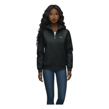 Lacoste bag Black girl with long hair with black lacoste windbreaker sticker