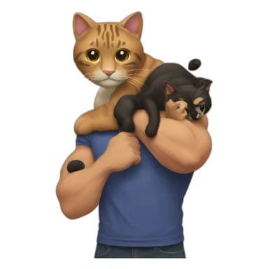 Man flexing with cat sticker