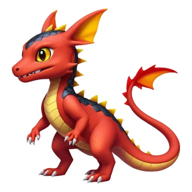 Cute Exotic Colorful Guilmon-Salandit-Umbreon-Charmeleon-Fakémon-hybrid-creature (full body)  sticker