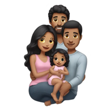 Couple with black hair and baby girl sticker