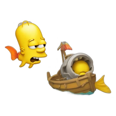 Hommer simpson avec un poisson en feux sticker