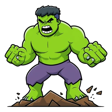 angry Hulk smashing ground sticker
