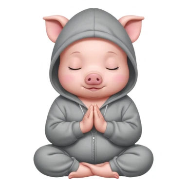 a cute baby pig in an oversized hoodie meditating sticker