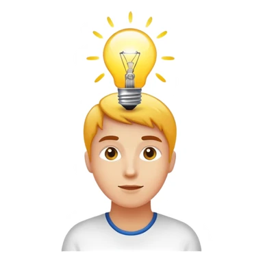 person with light bulb above head, healthy glowing person sticker