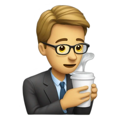 Journalist reading newspaper and drinking coffee sticker