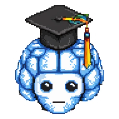 cartoony brain with graduation cap, no face on the brain, just the brain organ with a graduation cap on top sticker