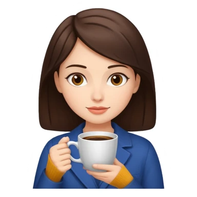 A brunette with a coffee sticker