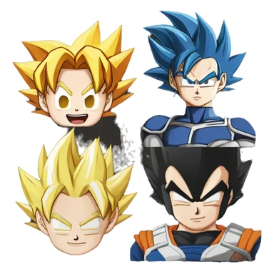 emojis de goku , vegeta  y seiya sticker
