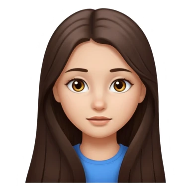 beautiful girl with long brown dark hair straight and with gray eyes with a small birthmark on her cheek emoji ios 18 sticker