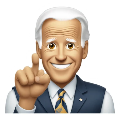 Biden holding up his ring finger sticker