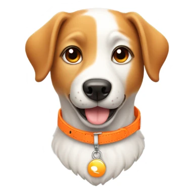 cute dog with shiny eyes and orange dog collar with a pendant  sticker