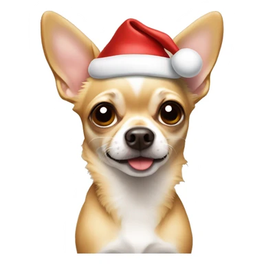 Tan chihuahua with floppy ears in a Santa hat sticker