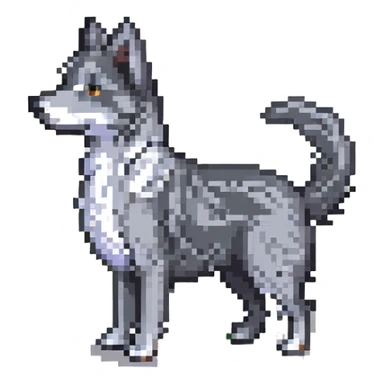 dark grey dog wagging tail pixel art emoji sticker