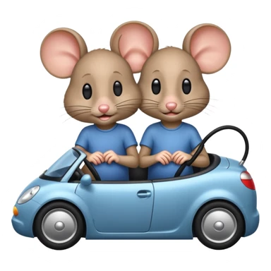 Mice driving with the other mouse’s face in his lap only hair showing sticker