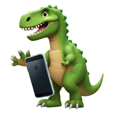 A dinosaur with a phone ￼ sticker