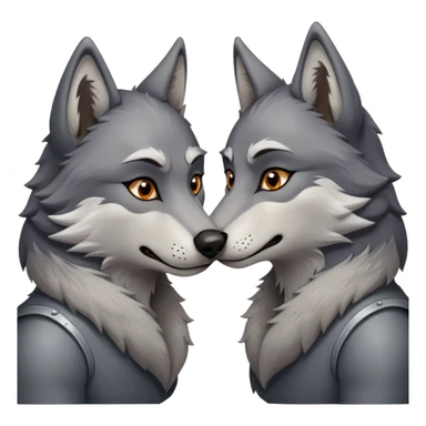 anthropomorphic male wolfs kissing  sticker