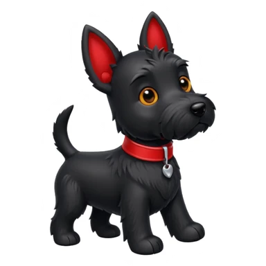 Black scottie dog with red collar walking away  sticker