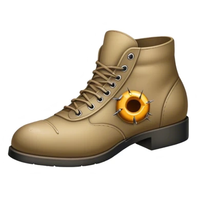 a shoe with a bullet hole sticker