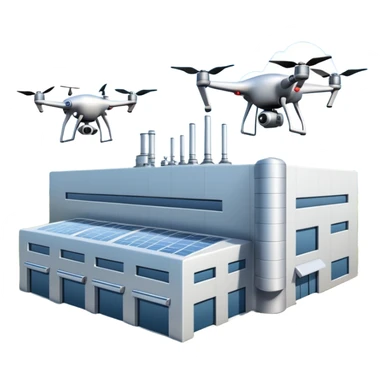 реалистичный завод по производству дронов вид снаружи sticker