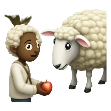 sheep looking at apple god sticker