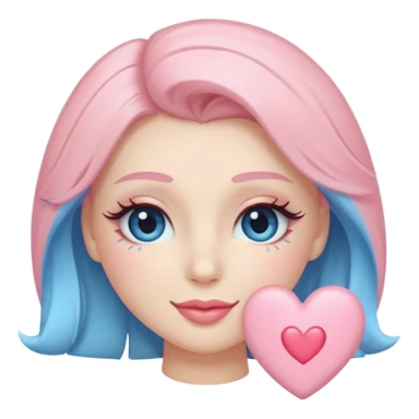 Coquette wink emoji, long eyelashes, heart-shaped blush, soft pastel pink and blue palette, glossy finish, transparent background



 sticker