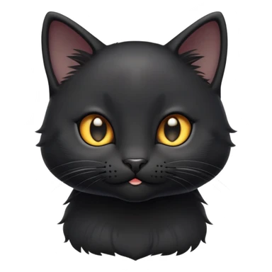 cinematic-cute-black-kitten cat-portrait-emoji,-head-tilted-playfully-and-inquisitively,-sleek-black-fur-with-subtle-hints-of-deep-gray,-simplified-yet-adorable-features,-highly-detailed,-glowing-with-a-warm,-friendly-glow sticker