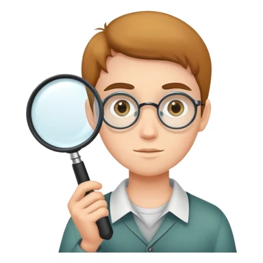 student with a magnifying glass sticker