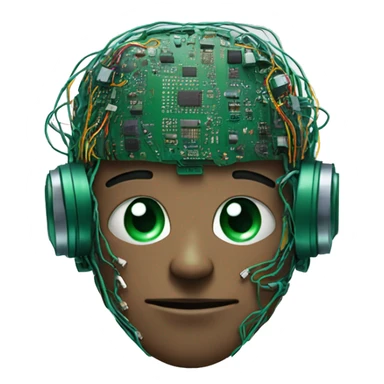 Head Deku cyborg with circuits and wires  sticker