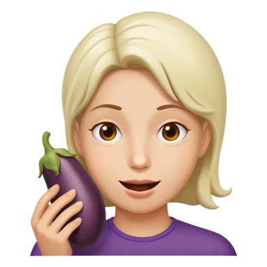Person eating eggplant sticker