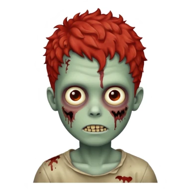 Create an emoji of zombie boy with red and short curly hair sticker