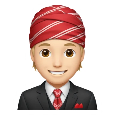 Character wearing a bandana and a suit sticker